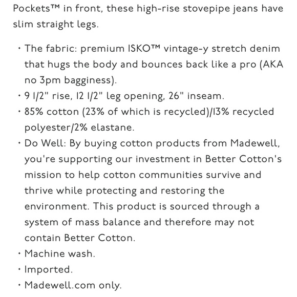 NWT Madewell Petite Stovepipe Jeans (27P) - Picture 11 of 11